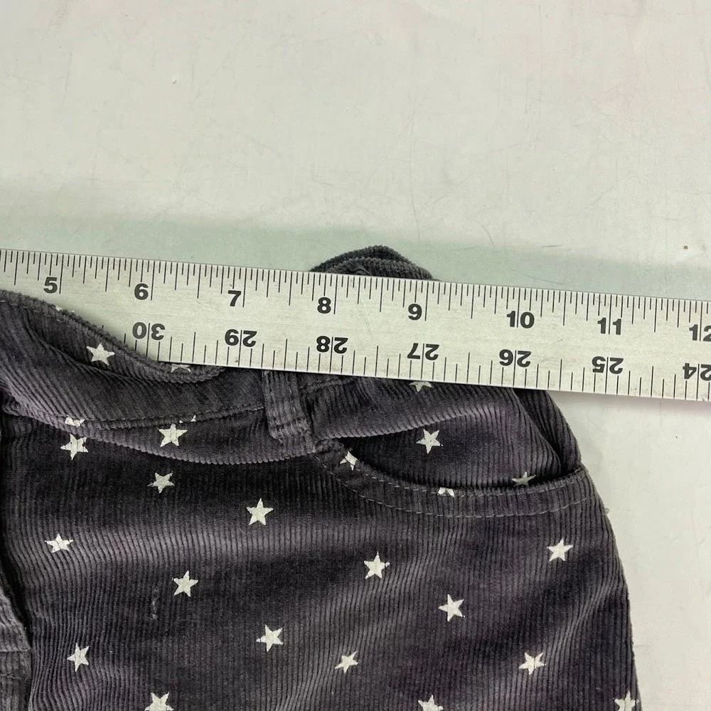 Mini Boden Girls Gray Corduroy Star Print Skirt Heart Pockets Size 7-8Y 32504